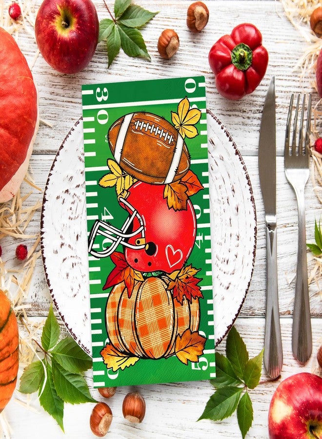 JarThenaAMCS مناديل ورقية للاستخدام مرة واحدة من JarThenaAMCS، 100 قطعة، بتصميمات مستوحاة من كرة القدم الأمريكية والرجبي واليقطين، مثالية لتزيين مائدة الطعام في الحفلات والمناسبات الرياضية. - Image 3